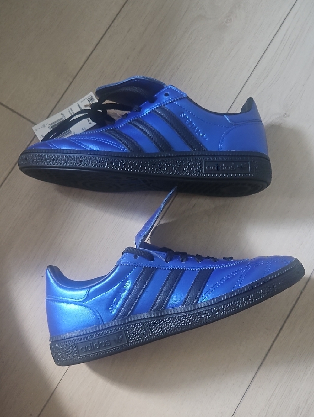 adidas Womens Blue Sneakers with Black Stripes